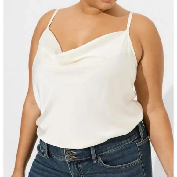 torrid, Tops, Satin Cowl Neck Cami Top Camisole 1x 14 16 Nwt Torrid New  Tank Off White